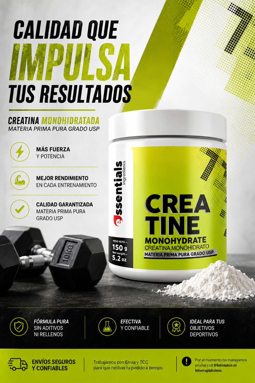 🔥 CREATINA MONOHIDRATADA: POTENCIA TU RENDIMIENTO Y SUPERA TUS LÍMITES 💪