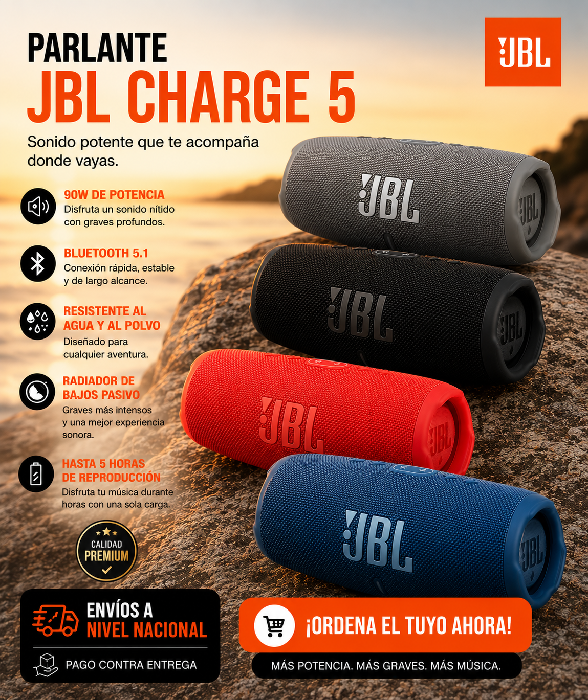 🔊 Parlante JBL Charge 5 | Potencia y Sonido que Te Acompaña Donde Vayas
