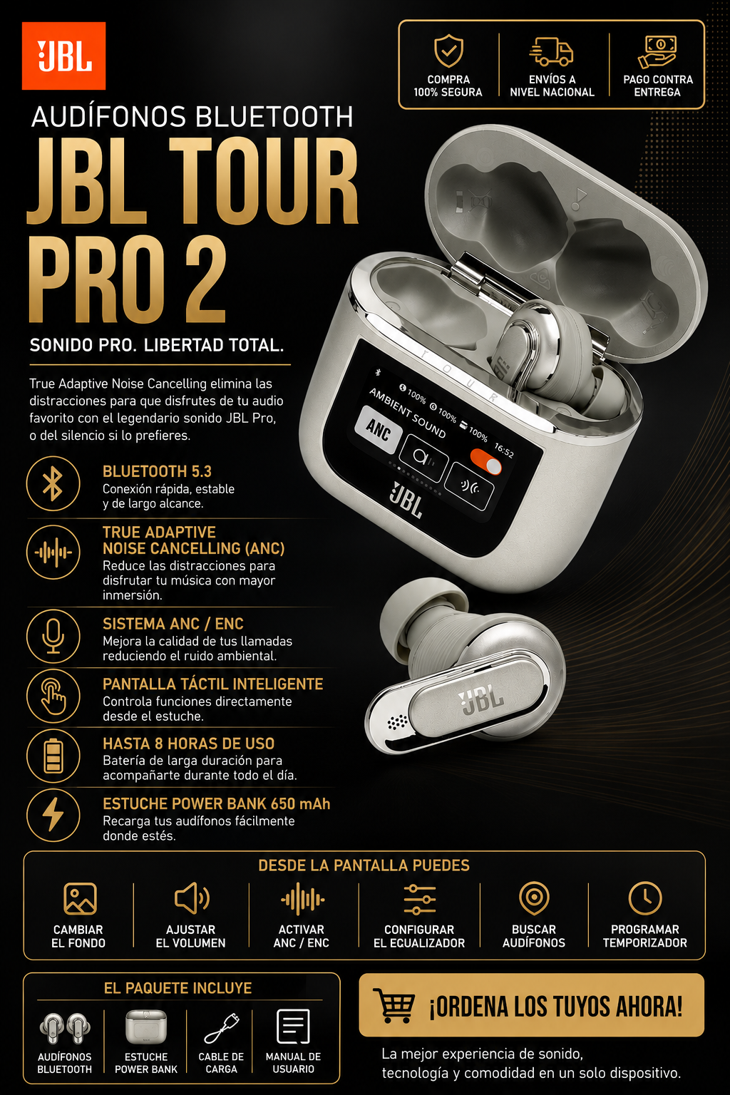 AUDIFONOS BLUETOOTH JBL TOUR PRO 2