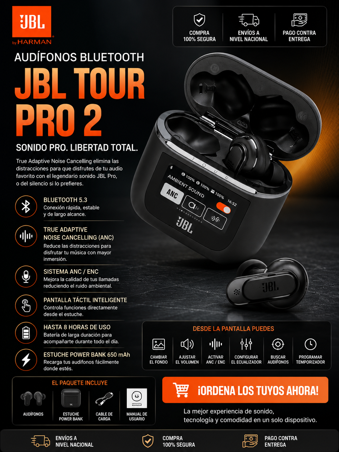 AUDIFONOS BLUETOOTH JBL TOUR PRO 2