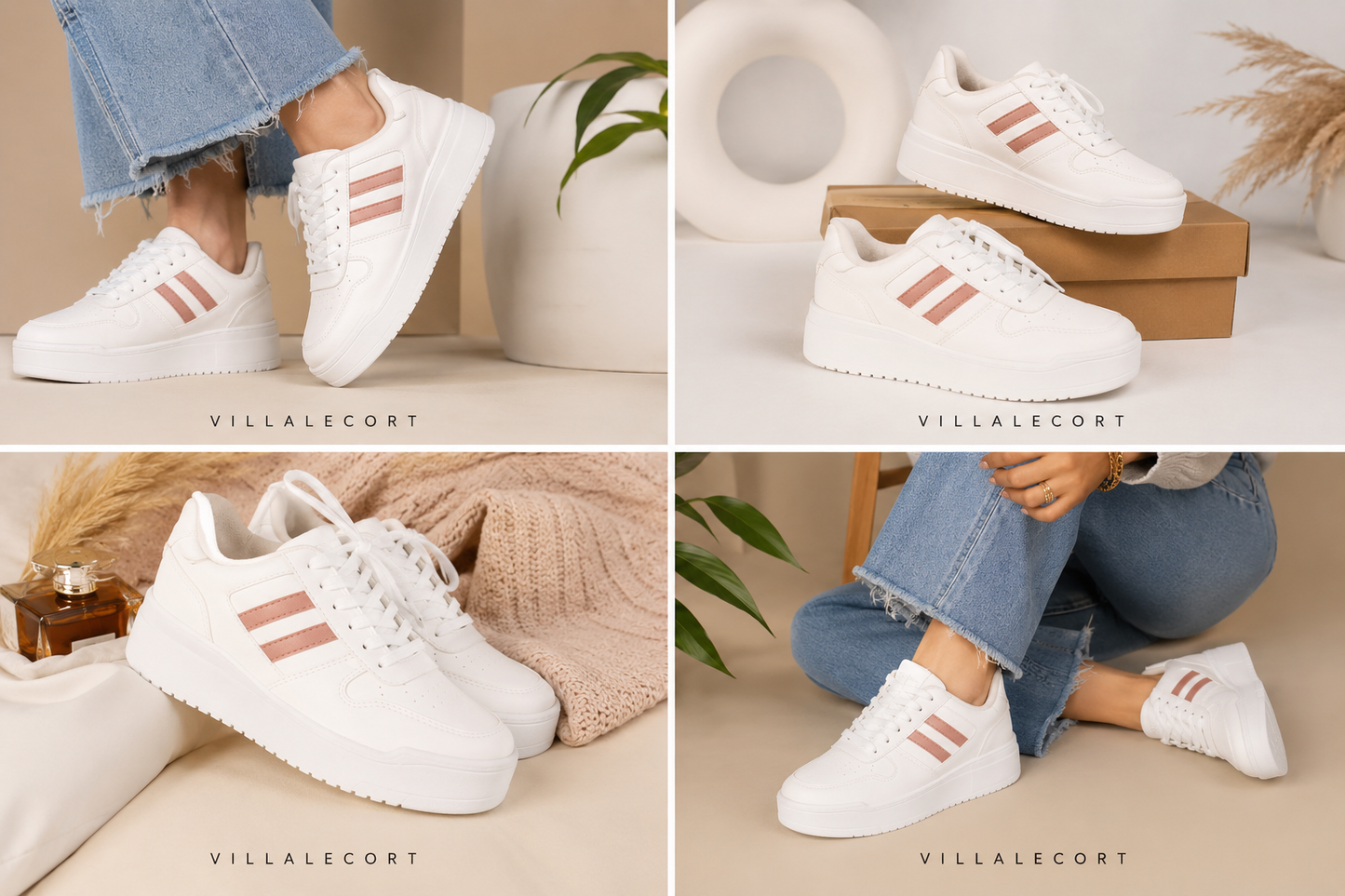 Zapatillas Urbanas Blanco y Rosa - Comodidad en Cada Paso