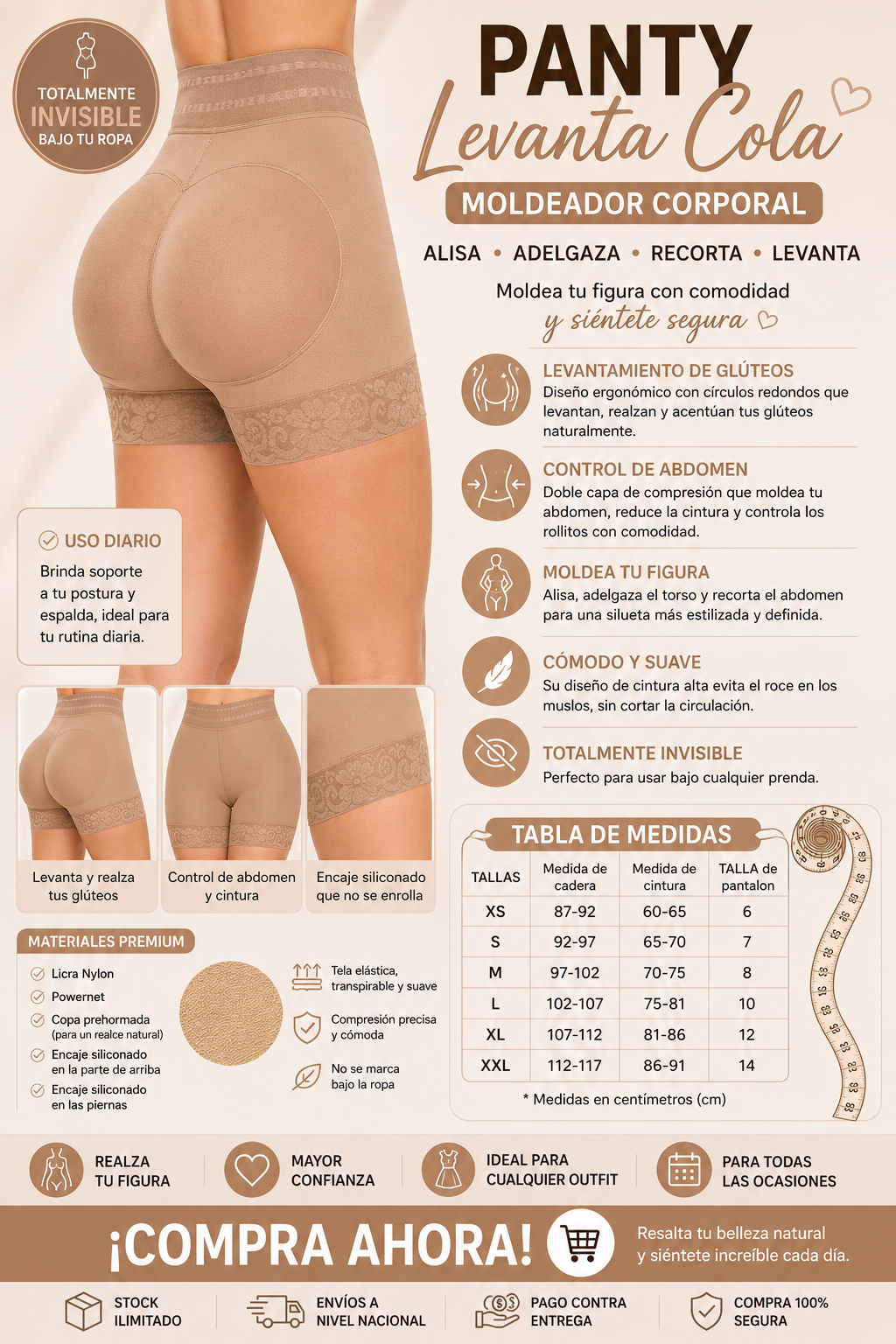 ✨ Panty Levanta Cola Moldeador | Define Tu Figura con Comodidad